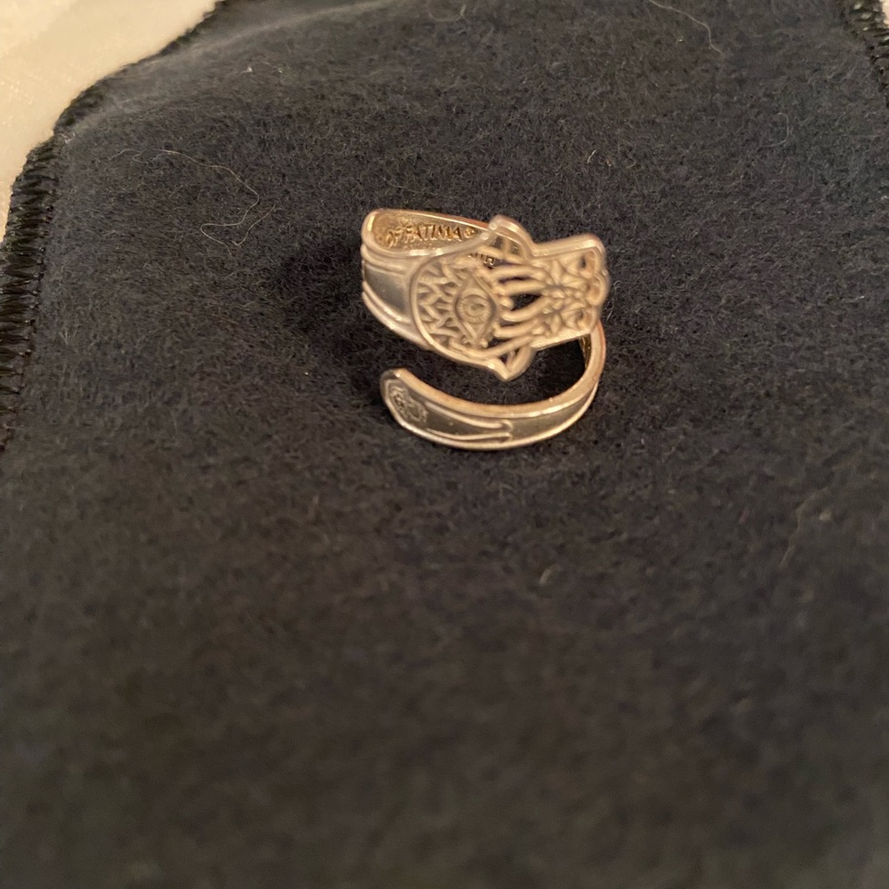 ALEX AND ANI HAND OF FATIMA STERLING SILVER SPOON RING